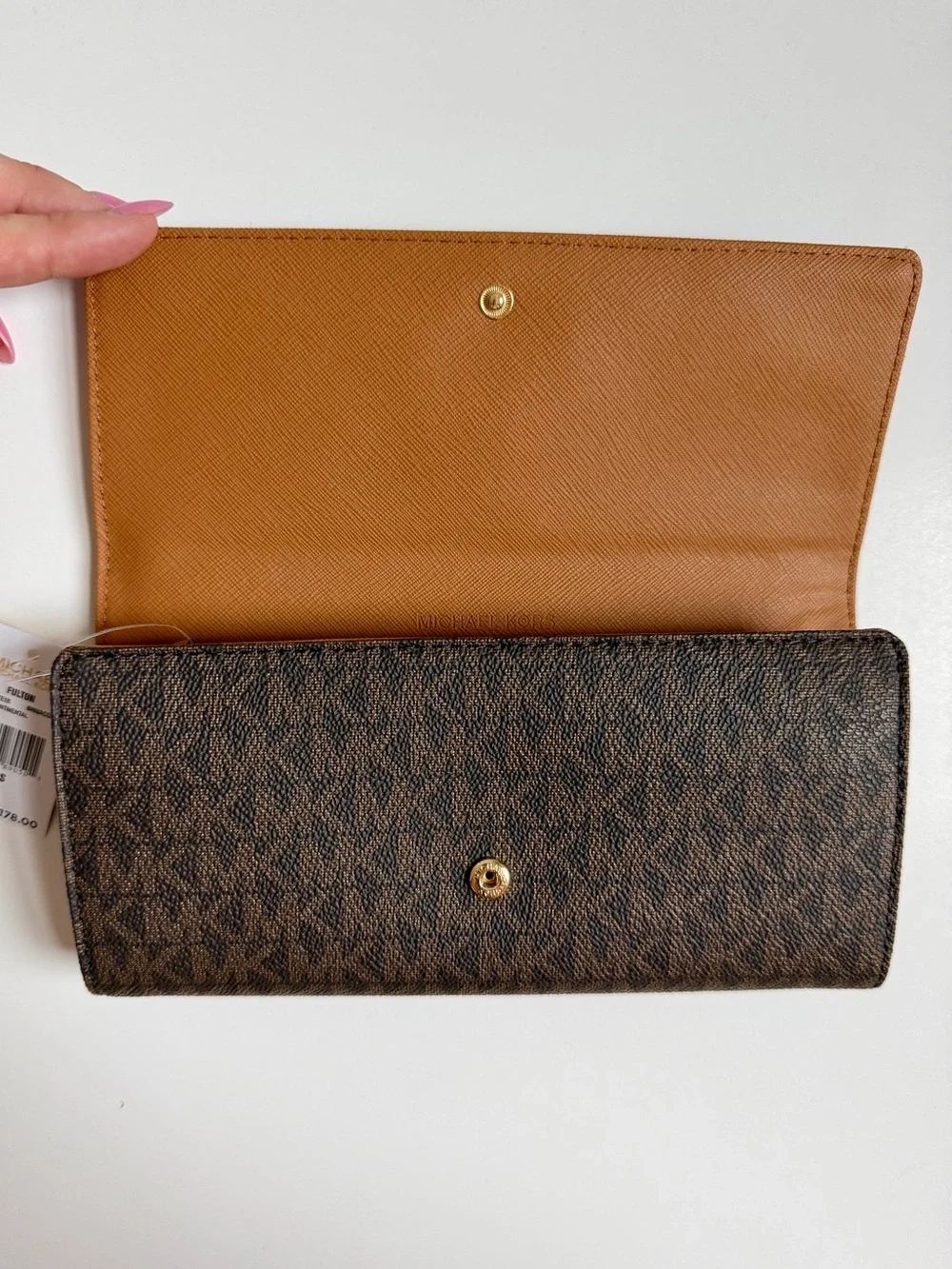 Michael Kors Fulton Continental Flap Wallet - Brown Monogram & Gold Emblem NWT